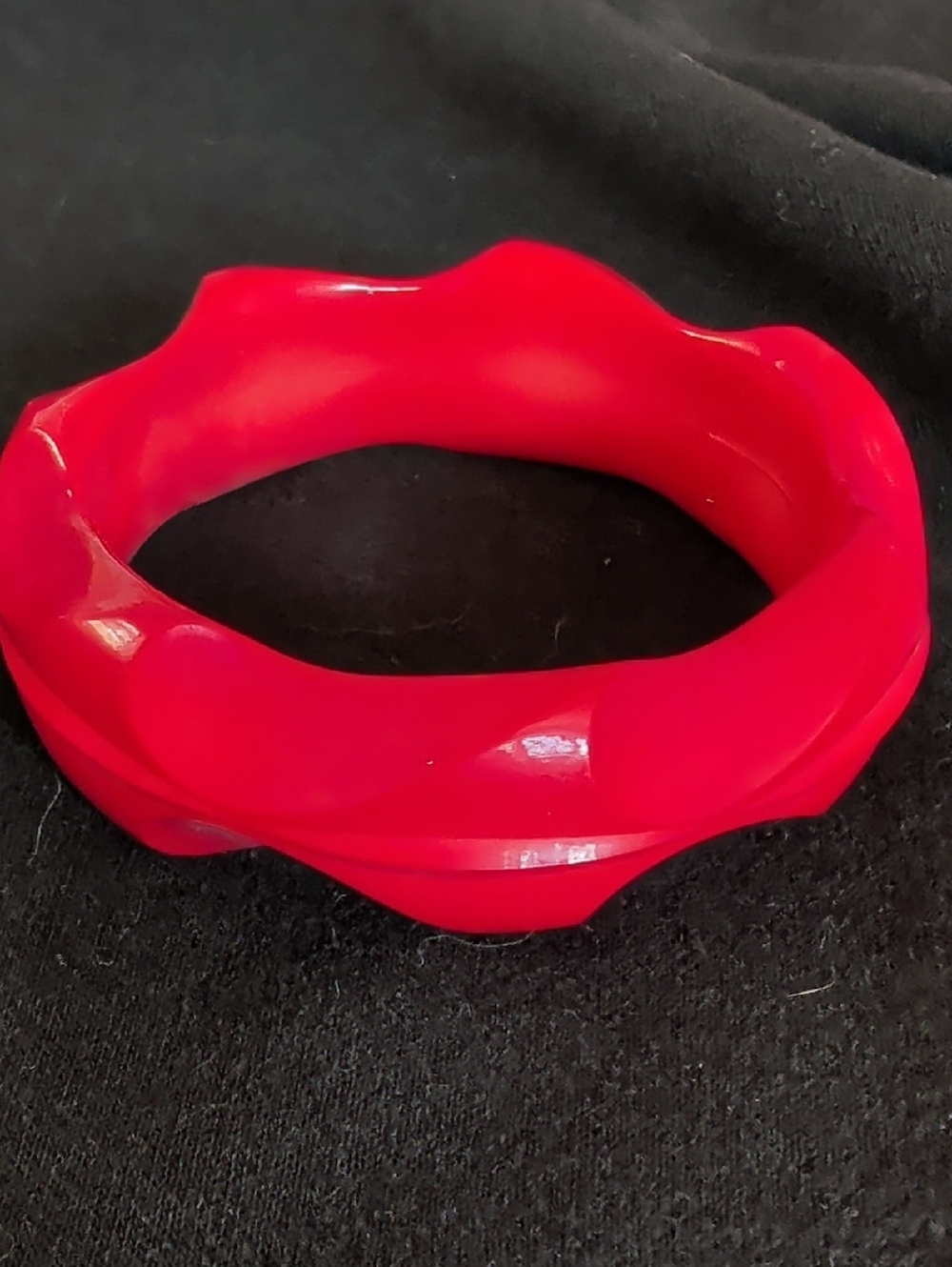 Bold Red Sculpted Bangle Bracelet
